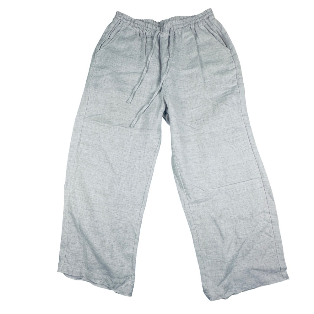 Women's Linen Wide Leg‎ Pants with stretch waist - Size L